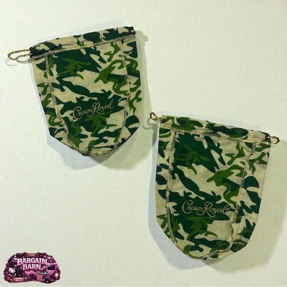 crown royal Other - Crown Royal Limited Edition Green Camo 750ml Bottle Bags Gold Cord (Set of 2)